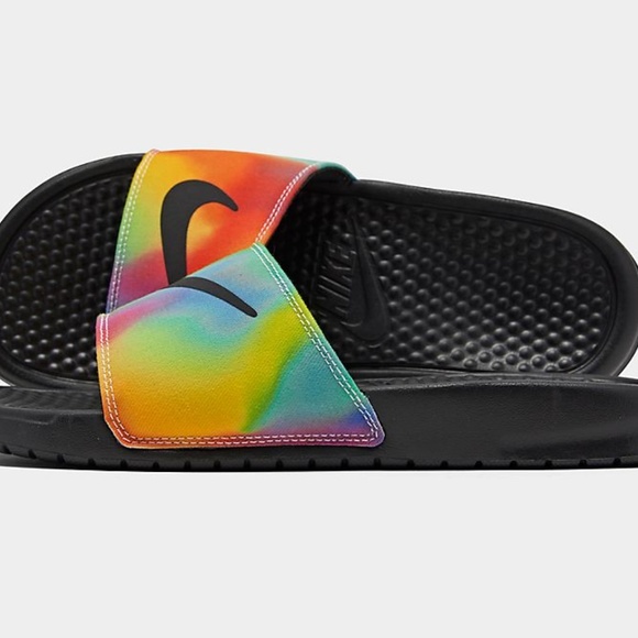 men's nike benassi jdi print tie dye slide sandals